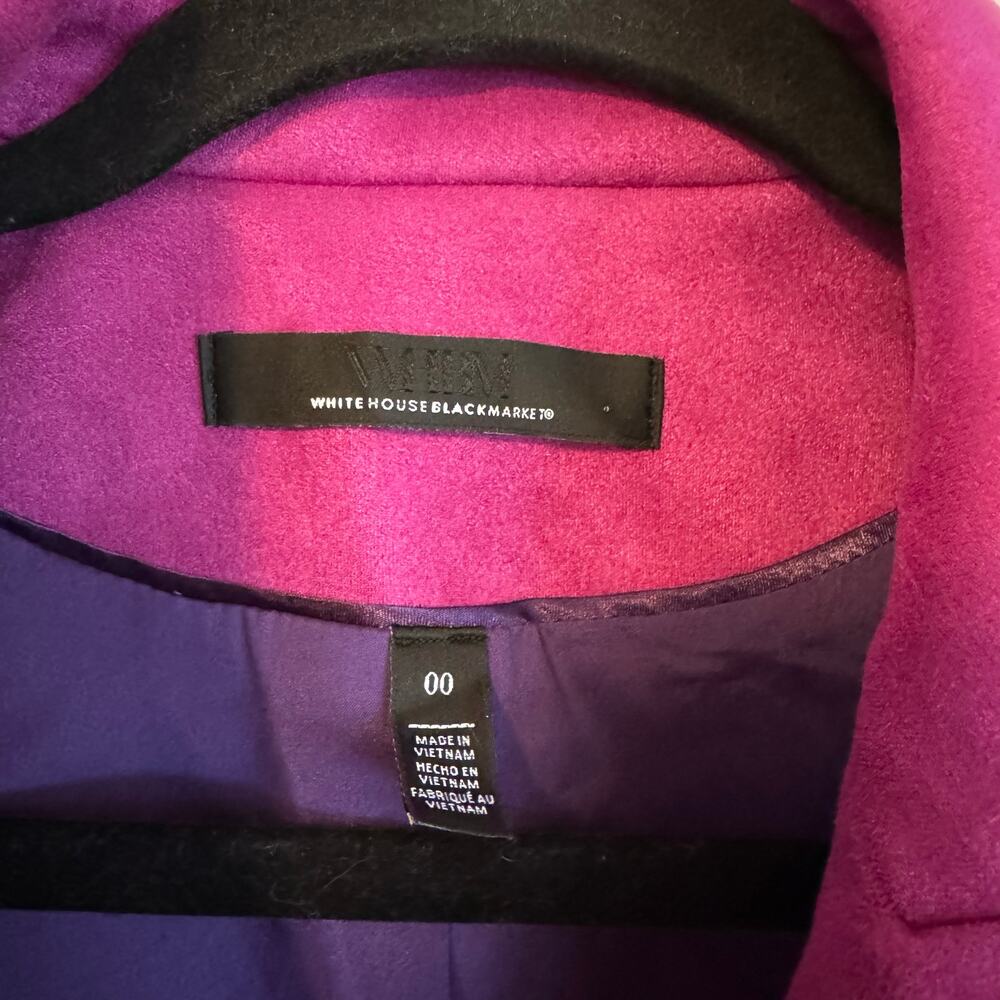 White House Black Market Magenta Suede Double Breasted Blazer Womens Size 00 XS - Picture 4 of 7